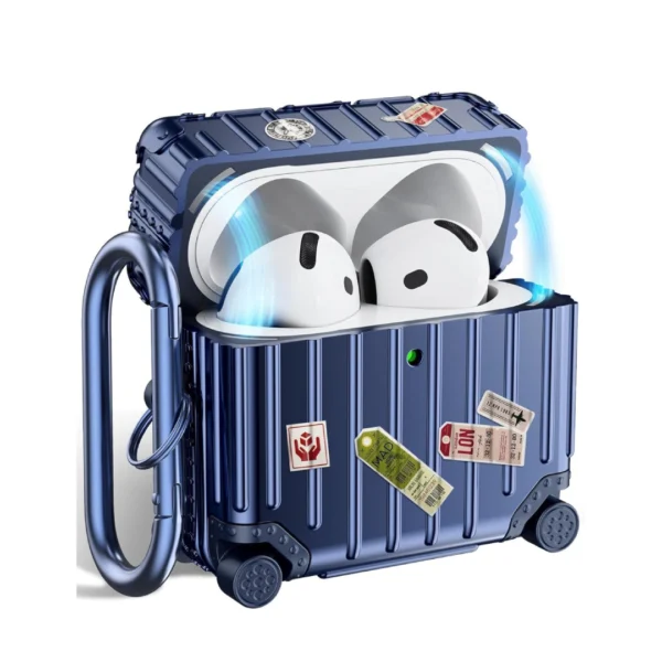 Apple AirPods 4 - Shockproof Suitcase Armor Case - Blue Apple AirPods 4 - Shockproof Suitcase Armor Case - Blue