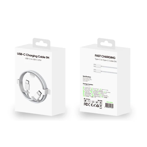 For iPhone 15 Series Fast Charging Cable US3001M USB-C To USB-C 100CM White For iPhone 15 Series Fast Charging Cable US3001M USB-C To USB-C 100CM White