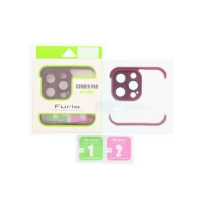 Furlo TPU Camera Lens & Corner Pad Protector Frame For iPhone 13 - Red