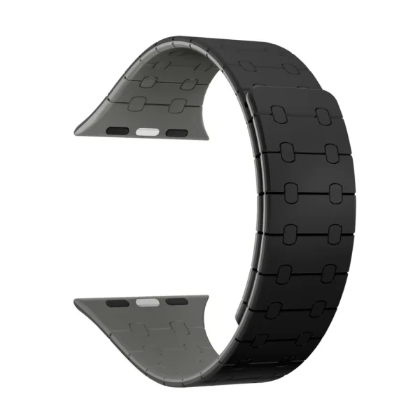 Rixus For Apple Watch 42mm, 44mm, 45mm, 49mm Silicone Band With Magnetic Black + Grey