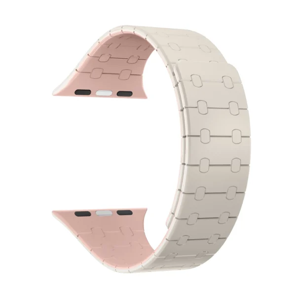 Rixus For Apple Watch 42mm, 44mm, 45mm, 49mm Silicone Band With Magnetic White + Pink Rixus For Apple Watch 42mm, 44mm, 45mm, 49mm Silicone Band With Magnetic White + Pink