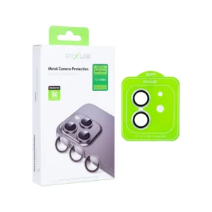 Rixus For iPhone 12, 12 Mini Metal Shield Camera Tempered Glass Green