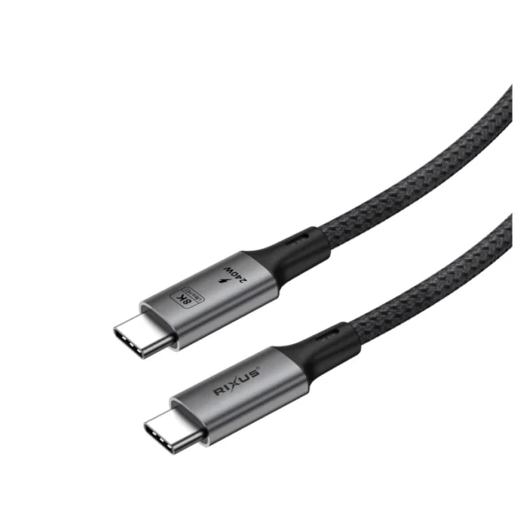 Rixus RXUC01 USB-C 4.0 To USB-C Cable 100CM 240W Grey Rixus RXUC01 USB-C 4.0 To USB-C Cable 100CM 240W Grey