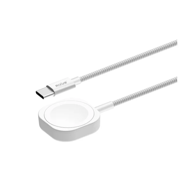 Rixus RXUC19 Magnetic Watch Fast Charging Cable 1M White Rixus RXUC21AC Auto Disconnect USB-A To USB-C Cable White